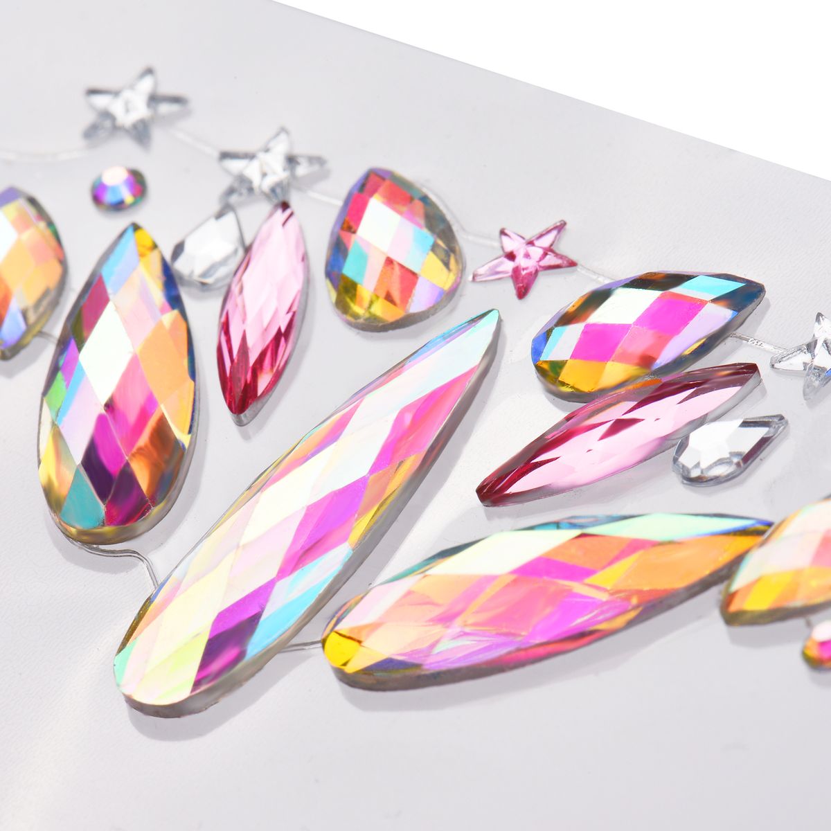 9 Sets DIY Face Stickers Gems Mermaid Face Jewels Stick On