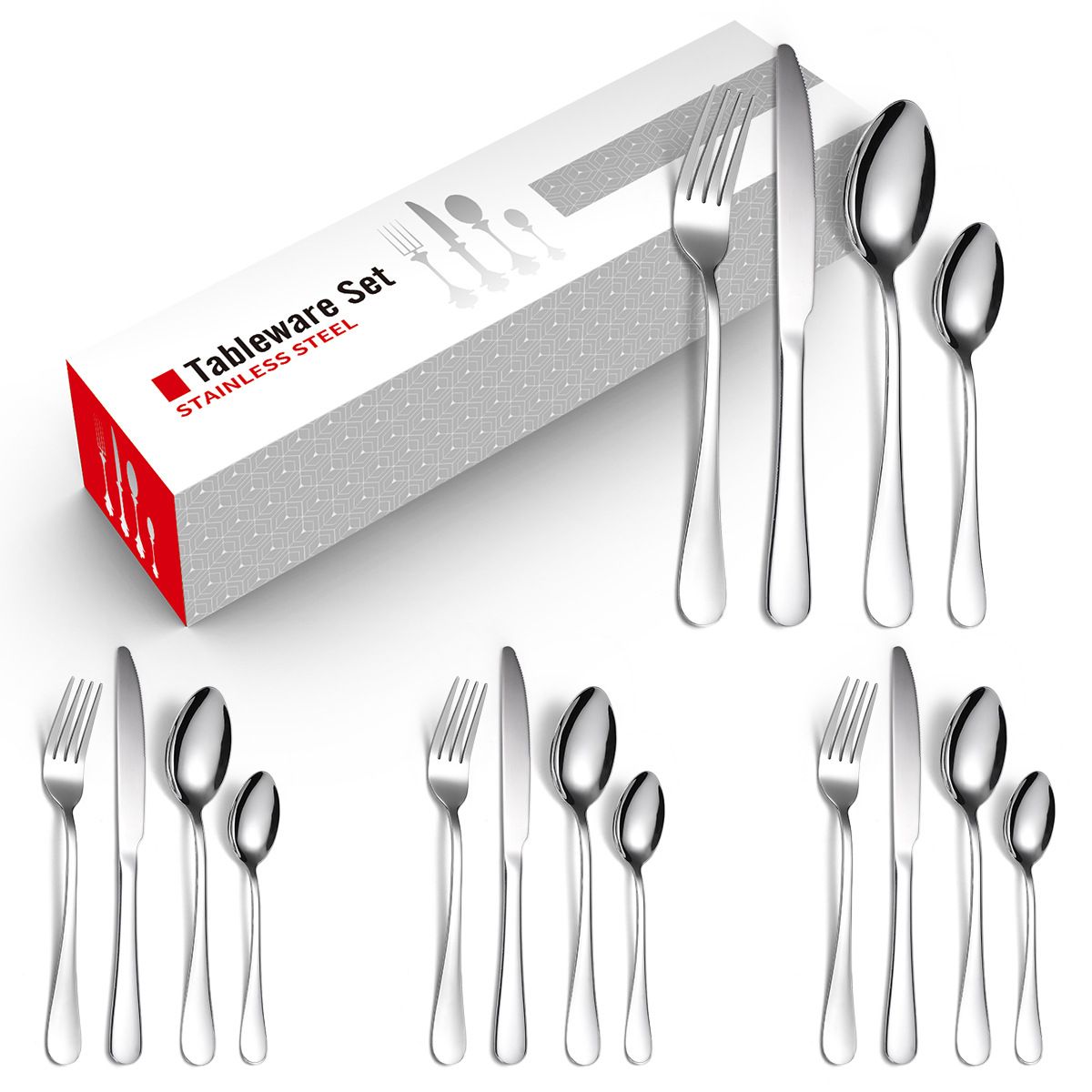 Gold Plated Stainless Steel Spoon & Fork-16Pcs
