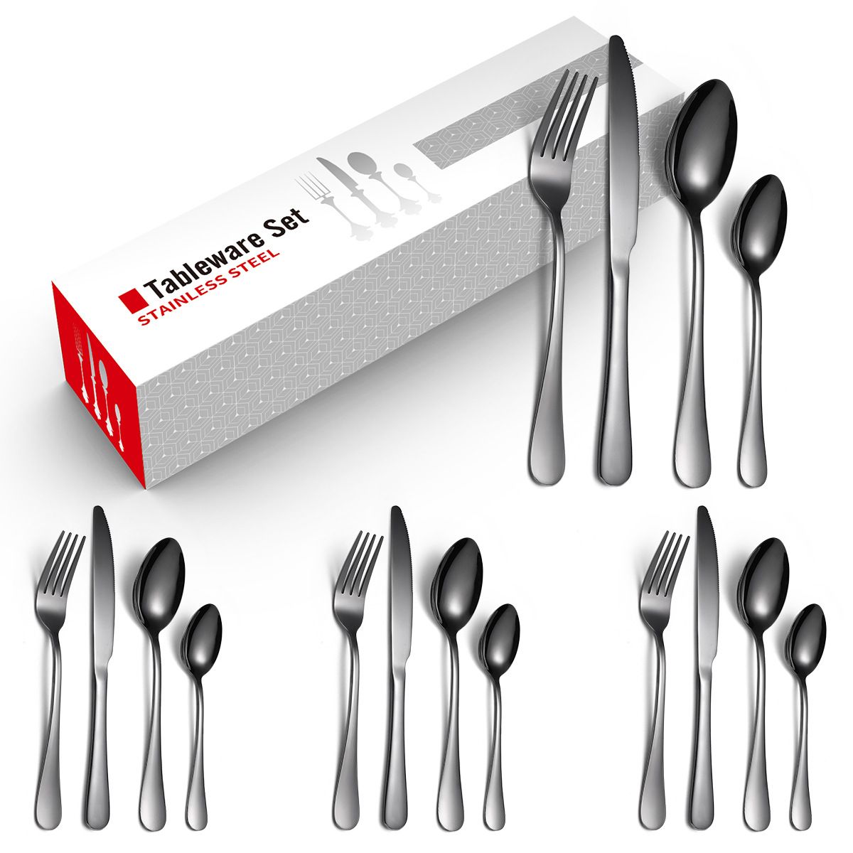 Gold Plated Stainless Steel Spoon & Fork-16Pcs