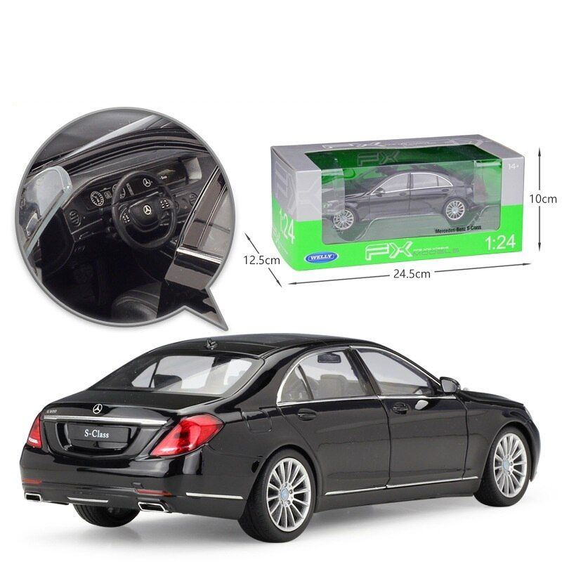 1:24 Benz S-Class Black White Diecast Model