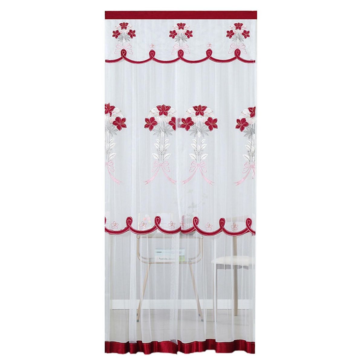 Window Curtain Door Kitchen Curtain Partition Drape Red