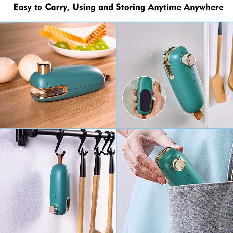 Portable USB Bag Sealer Mini Vacuum Sealing Machine Handheld Heat Sealer Kitchen Packing Machine For  Bags Food Storage Bags-Battery Type-