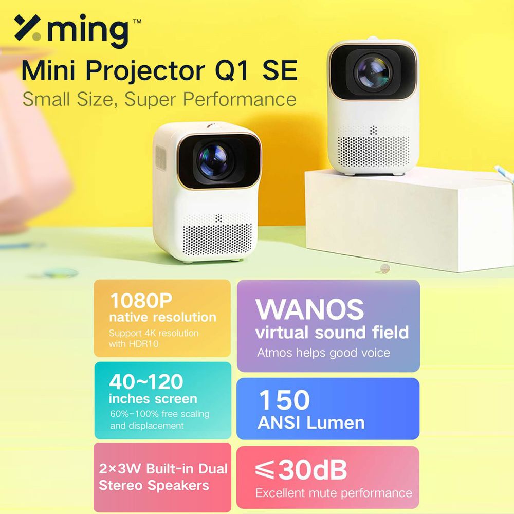 Xming Mini Projector Q1 SE LED 1080P HD Clear Projection