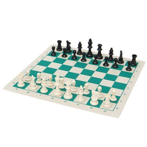 Plastic Gambit Chess G Set, Roll-up Leather Mat And Bag Camp