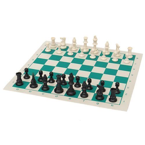 Plastic Gambit Chess G Set, Roll-up Leather Mat And Bag Camp