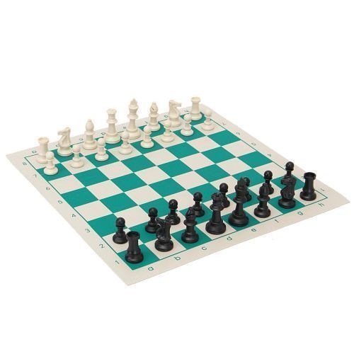 Plastic Gambit Chess G Set, Roll-up Leather Mat And Bag Camp