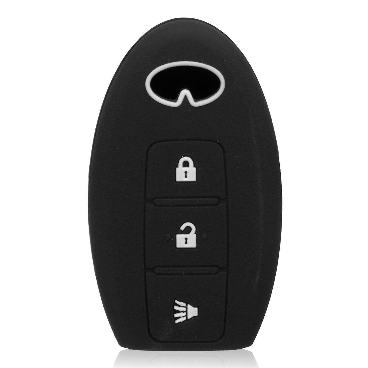 BUTTON SILICONE CAR KEY FOB COVER FIT FOR INFINITI EX FX QX JX CASE HOLDER Black