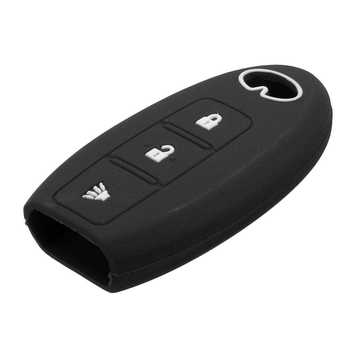 BUTTON SILICONE CAR KEY FOB COVER FIT FOR INFINITI EX FX QX JX CASE HOLDER Black