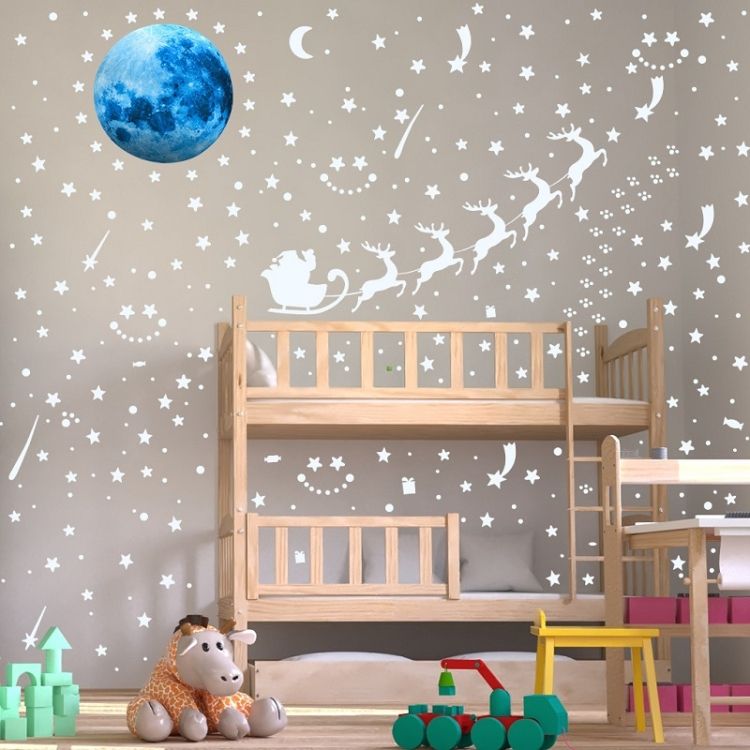 2 Packs Christmas Luminous Sticker, Specification: Blue Moon+Dot+Star+Christmas(Blue)