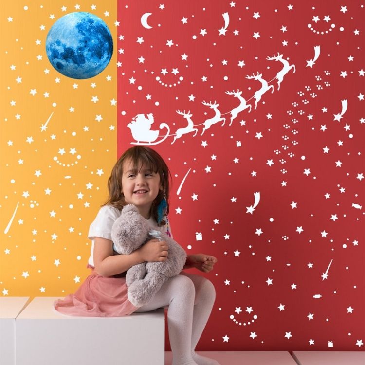 2 Packs Christmas Luminous Sticker, Specification: Blue Moon+Dot+Star+Christmas(Blue)