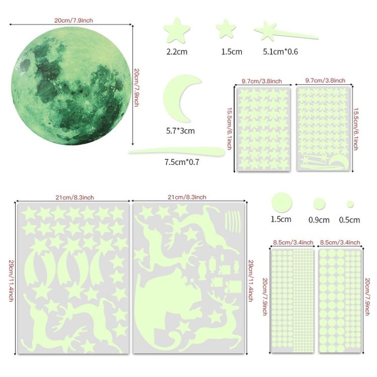 2 Packs Christmas Luminous Sticker, Specification: Blue Moon+Dot+Star+Christmas(Blue)