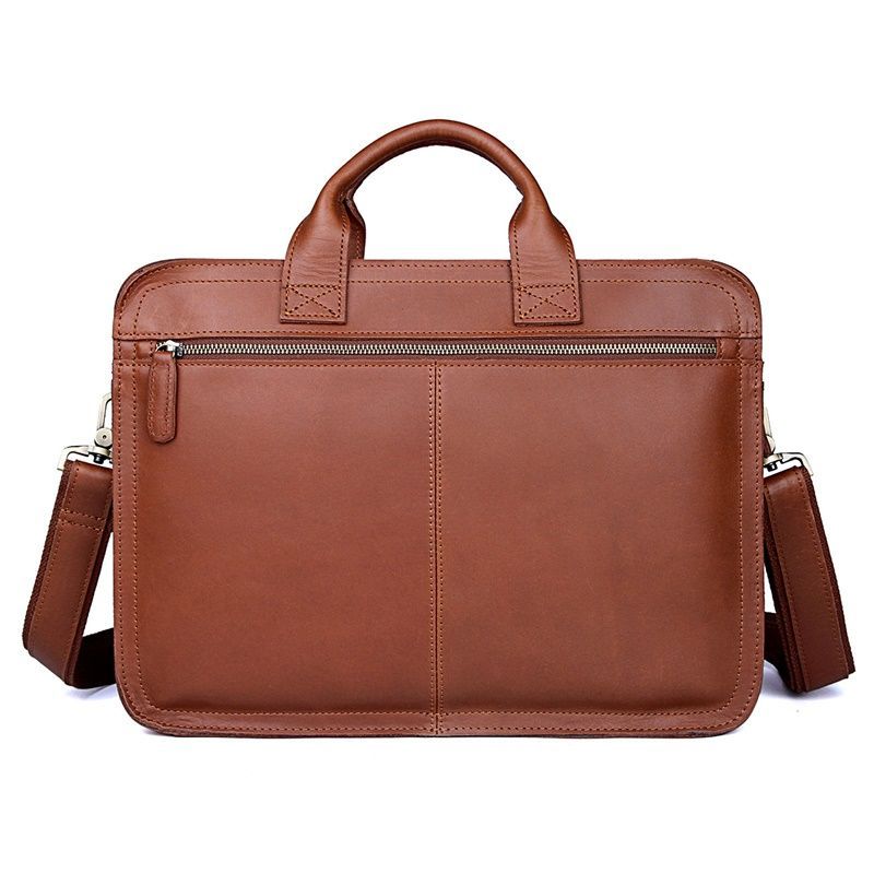 Vintage Brown Coffee Thick Genuine Leather 14'' Laptop Office Men Briefcase Portfolio Messenger Bag Highend M6020-coffee