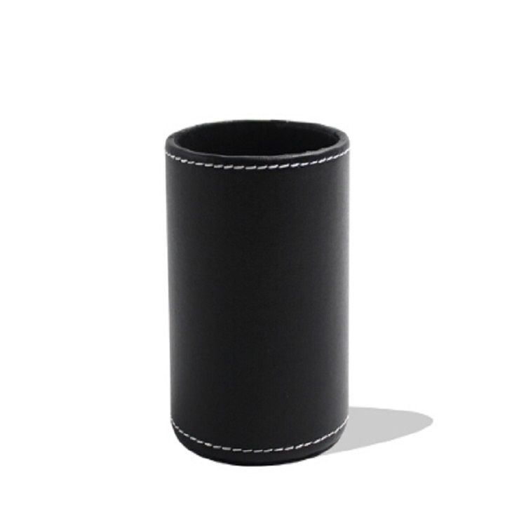 Faux Leather Leather Penholder Desk Supplies Organizer(Black)