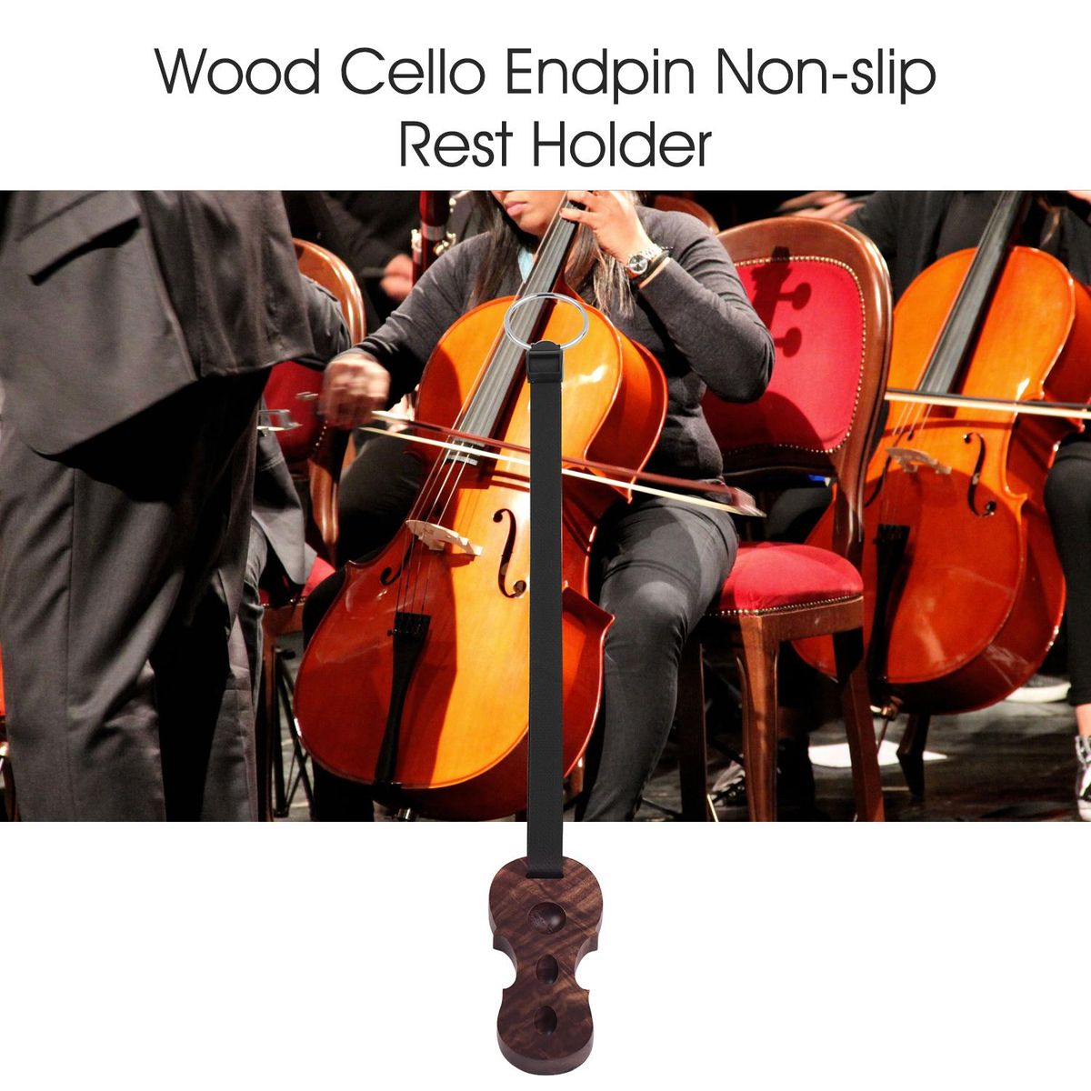 Hardwood Cello Endpin Non-slip Stop Holder Rest Anchor Protector Pad Cello Shape Black Walnut Color