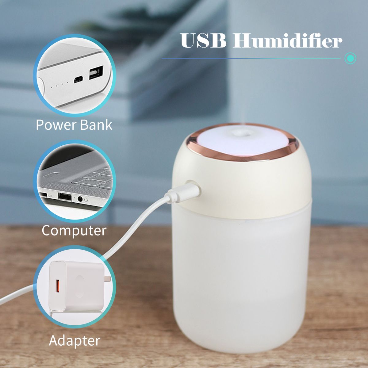 330mL Colorful Mist Humidifier Diffuser Portable 7-color