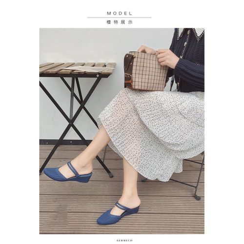 Two-wear Sandals Slippers Women's Fashion Non-slip Casual Beach Soft-soled Blue