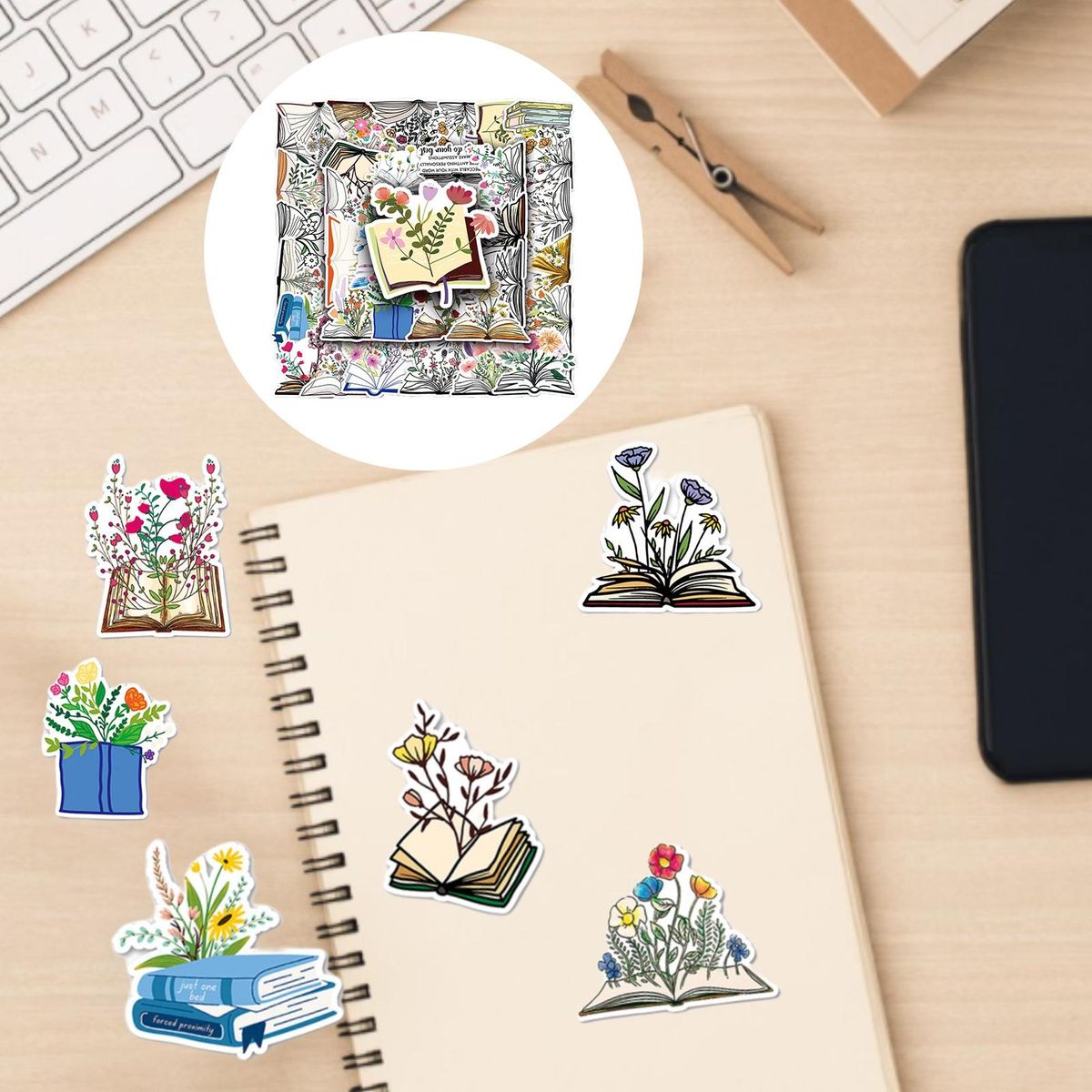 50Pcs Stationery Stickers Cartoon Decal Hand Account Journal Album Stickers
