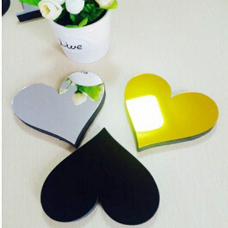 2 PCS Home Decoration Creative Personality English Letters Acrylic Mirror 3D DIY Wall Stickers(heart)
