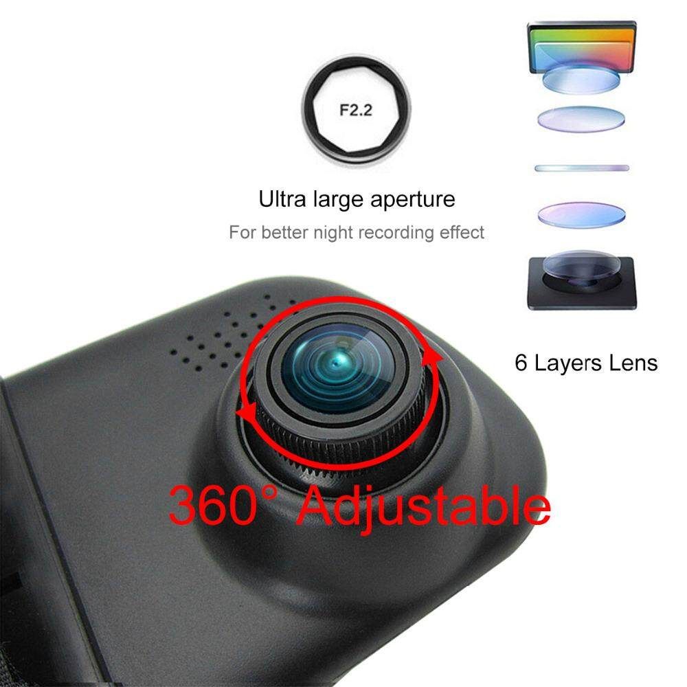 4.3" FHD 1080P Dash Cam Car Rearview Mirror DVR Driving Video Recorder Camera Dual Lens