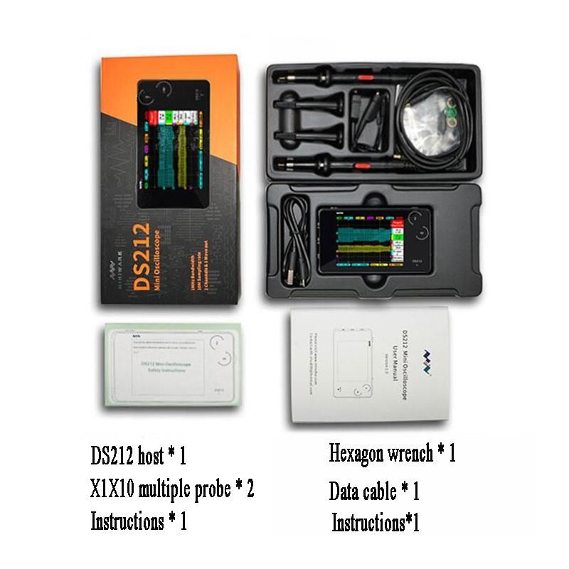 DSO212 DS212 Mini LCD Digital Portable Storage Oscilloscope  Bandwidth 1MHz Sampling Rate MCX Combined Probe
