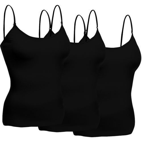 3Pcs Women's  Adjustable Straps Camisole / Tank Top - Black