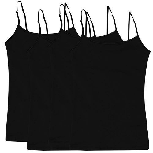 3Pcs Women's  Adjustable Straps Camisole / Tank Top - Black