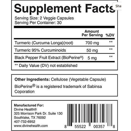 Turmeric With Bioperine 60 Capsules High Potency