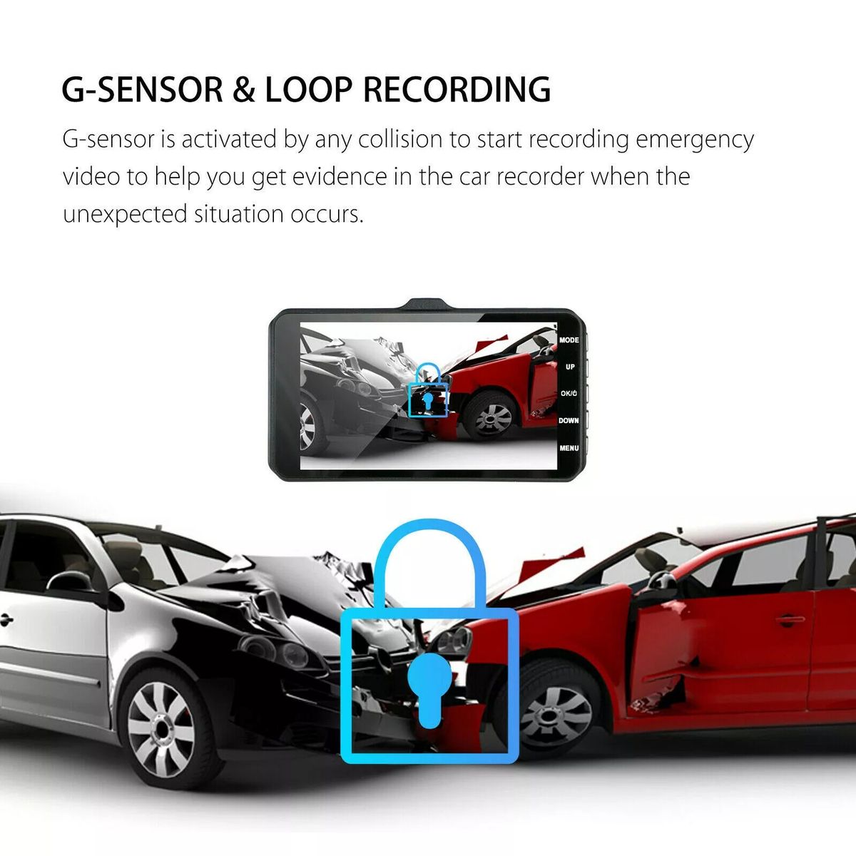 4'' Car DVR Camera Dual Lens HD 1080P Dash Cam Auto Digital Video Recorder Dashcam Camera IPS Touch Screen G-Sensor WDR Car DVRs