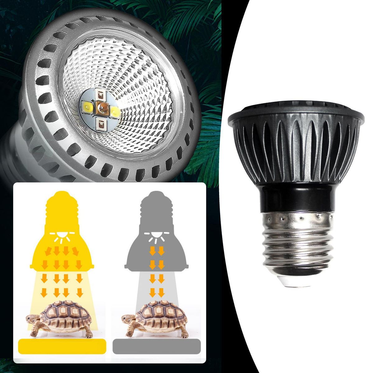 5W Reptile Heating Light Full Spectrum Lizard Pet UVA Uvb Black