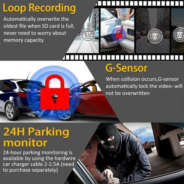 Front And  Inner Dual Camera Car Driving Recorder