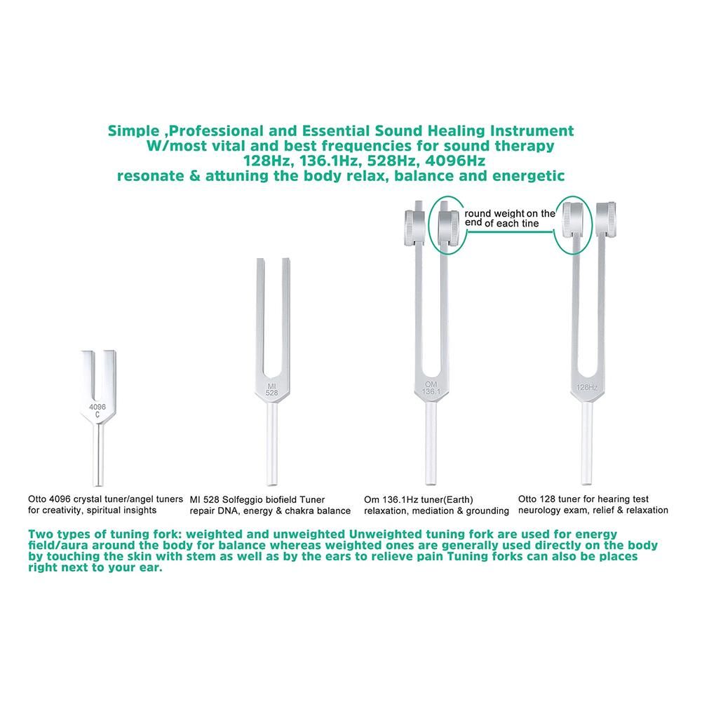 4Pcs Tuning Fork Set128Hz 1361Hz MI 528Hz 4096Hzfor Sound Reliever Stress