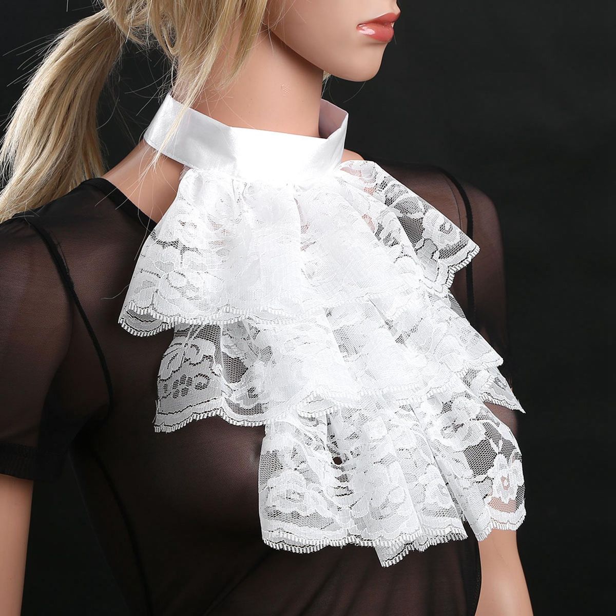 2x Victorian  Detachable Collar Women Lady Ruffled Lace Neck