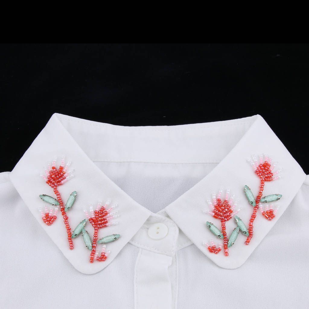 Chiffon Flower Lapel Shirt False Necklace  6