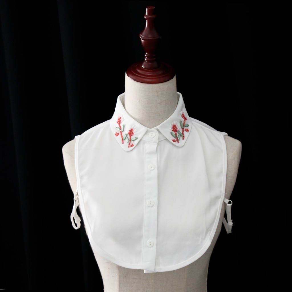 Chiffon Flower Lapel Shirt False Necklace  6