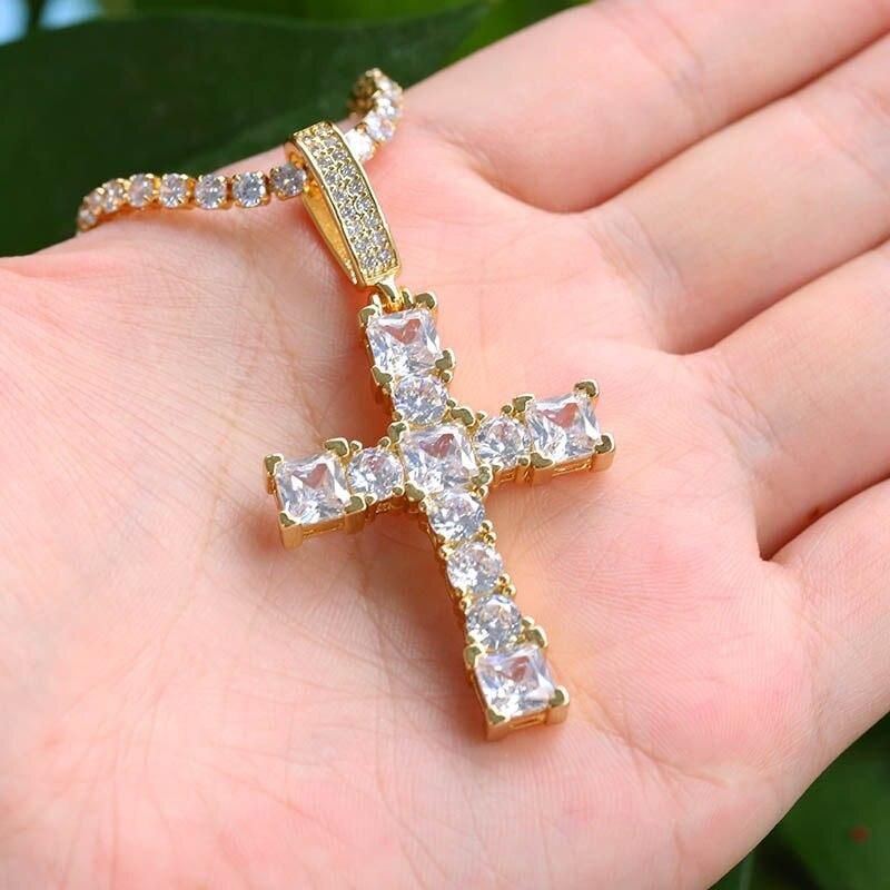 Daily Jewelry Make You Fashionable Hip Hop Style Cross Pendant Necklace Unisex Diamond Simple Cross Collarbone Necklace