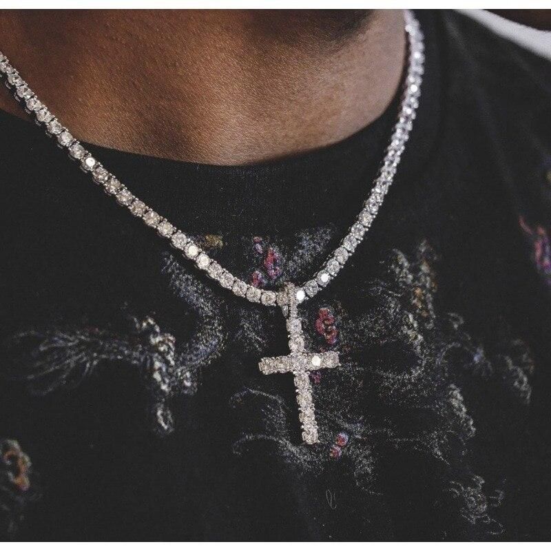 Daily Jewelry Make You Fashionable Hip Hop Style Cross Pendant Necklace Unisex Diamond Simple Cross Collarbone Necklace
