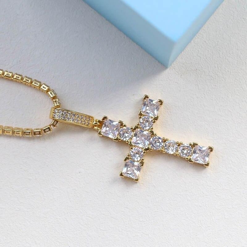 Daily Jewelry Make You Fashionable Hip Hop Style Cross Pendant Necklace Unisex Diamond Simple Cross Collarbone Necklace