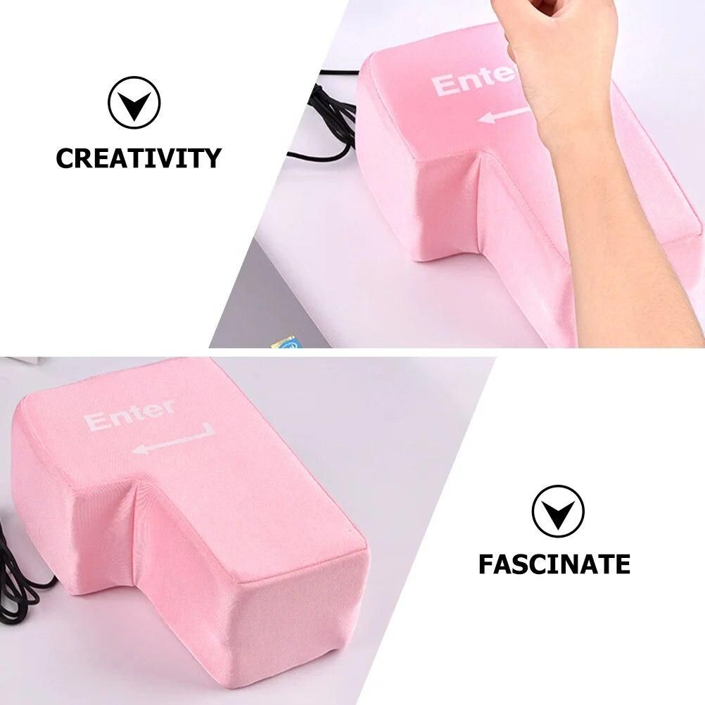 Big Enter Key Desk Toys Anger Laptops Neck Pillow Cloth Table Kids Desktop Nap USB Gadgets Office