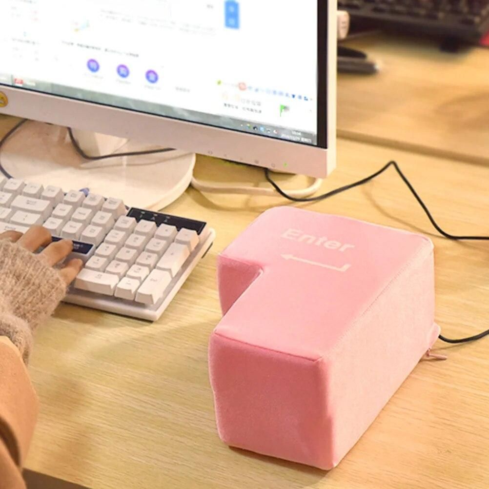 Big Enter Key Desk Toys Anger Laptops Neck Pillow Cloth Table Kids Desktop Nap USB Gadgets Office