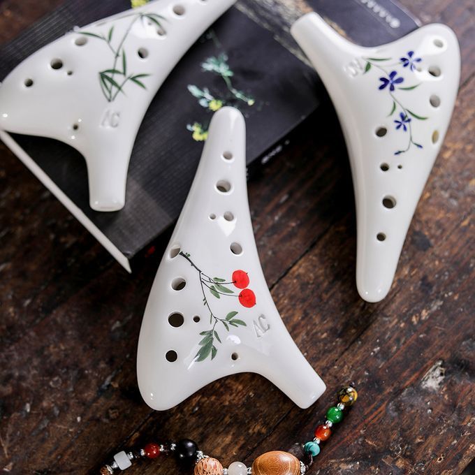 12 Holes Round Head Ceramic Ocarina Alto C Hand Painted