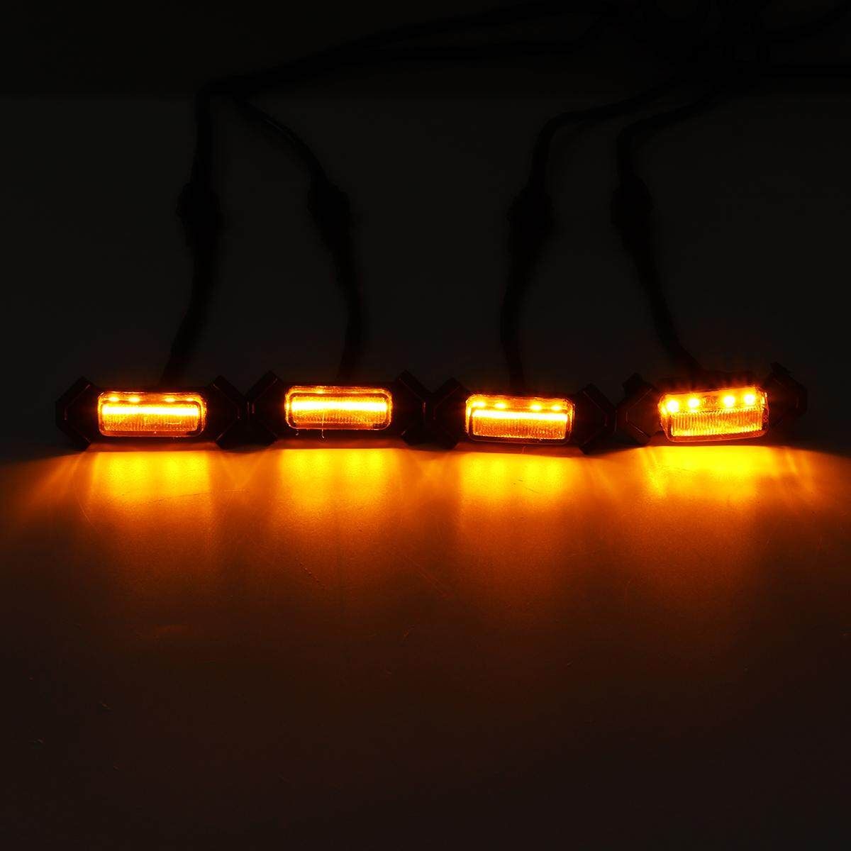 4 Pcs Honeycomb Grille Amber LED Lights For Toyota Tacoma TRD 2016-2019