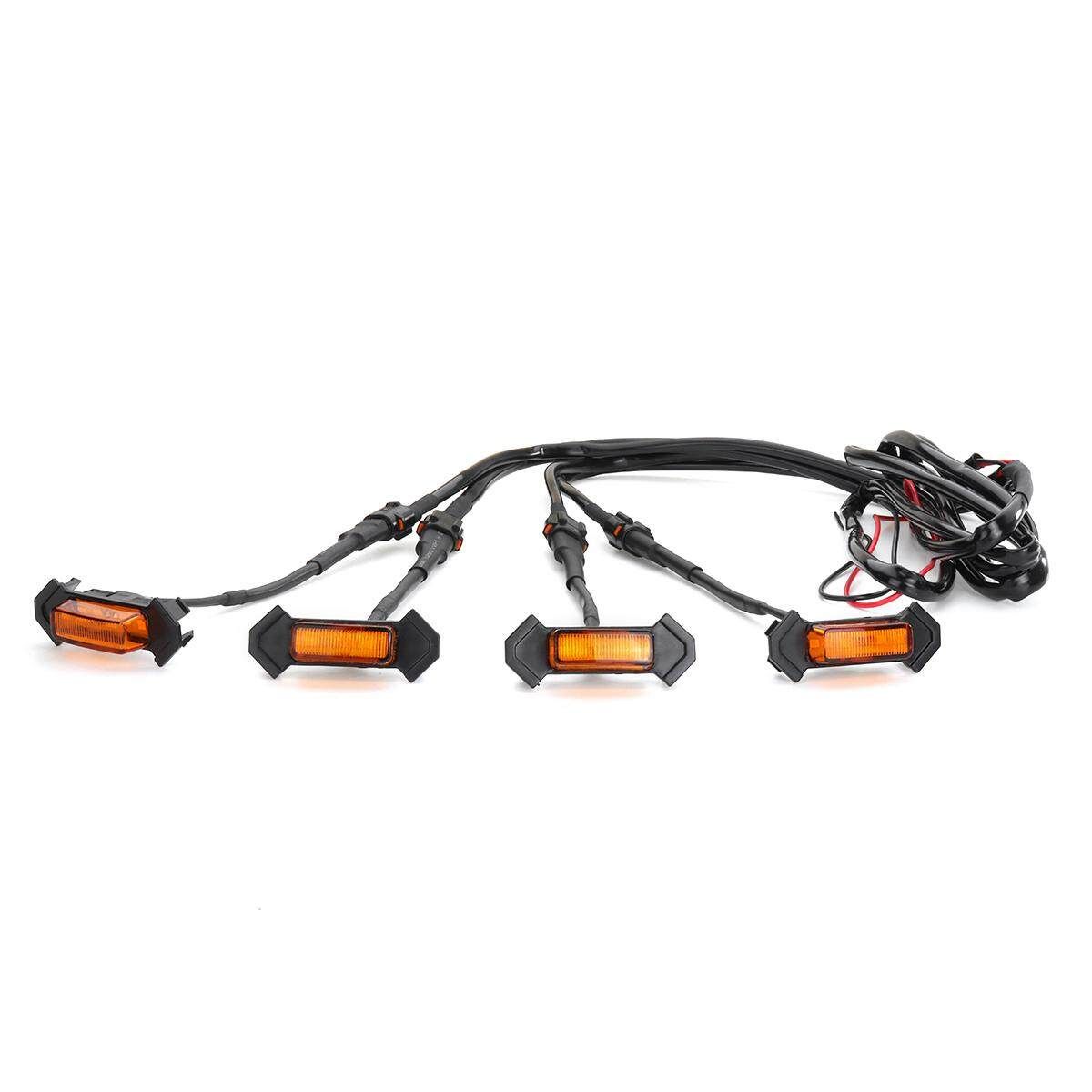 4 Pcs Honeycomb Grille Amber LED Lights For Toyota Tacoma TRD 2016-2019