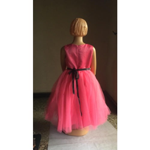 Girl's Petal Chest Gown With Pearls - Red