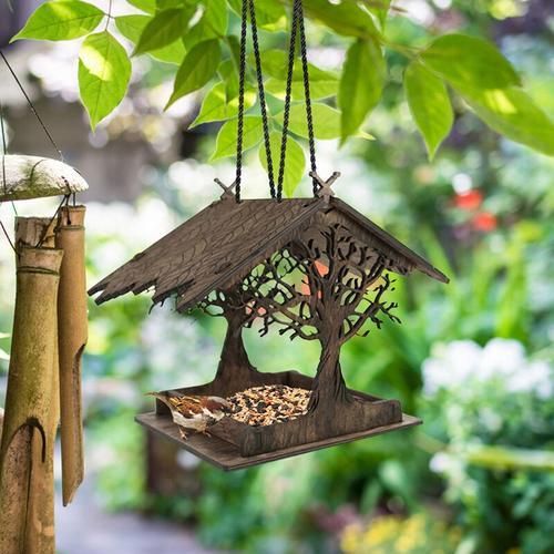 Wooden Bird Nest Cage House Birdhouse Hanging Wood Feeder With Loop Home Garden Yard Outdoor Pet Decors Hexagon Pet Bedroom