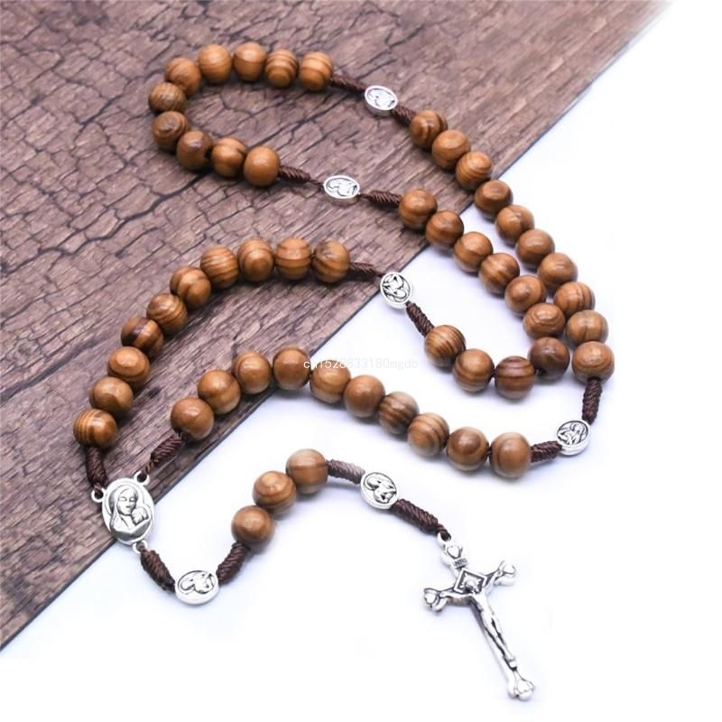 Handwoven Piood Bead  Rosary Necklaces Holy Catholic