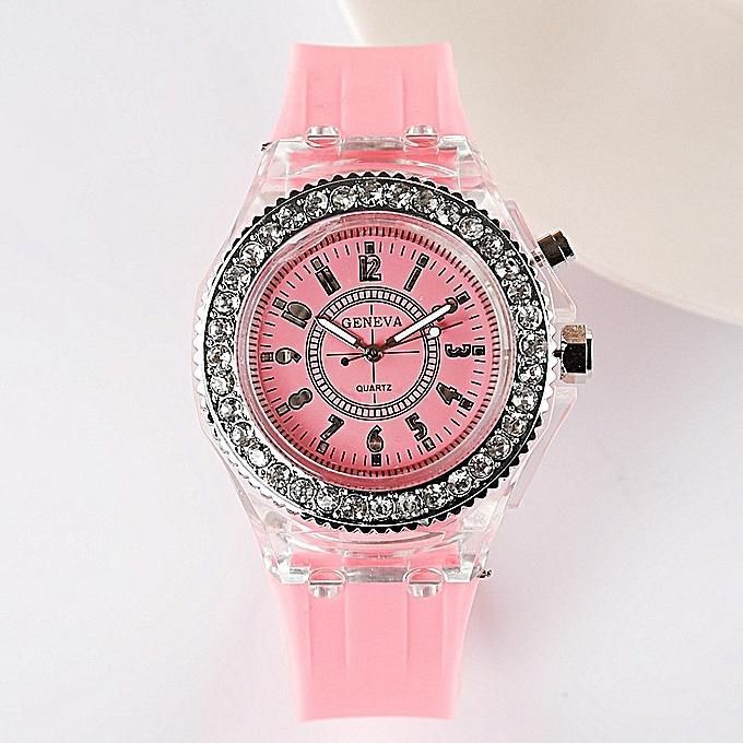 Quality Geneva Luxury Red And Blue Wristwatch With Night Light