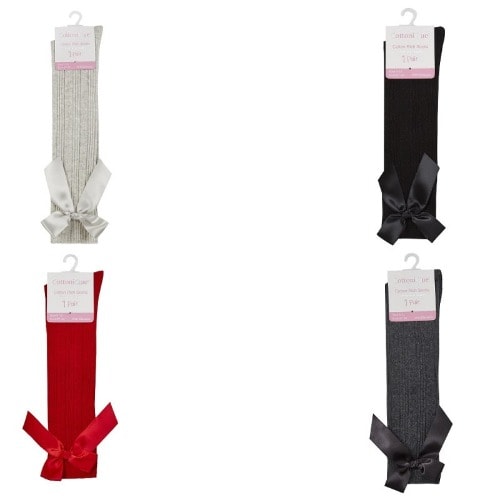 Cottonique Bow Cable Knee High Socks For Girls – Pack Of 4
