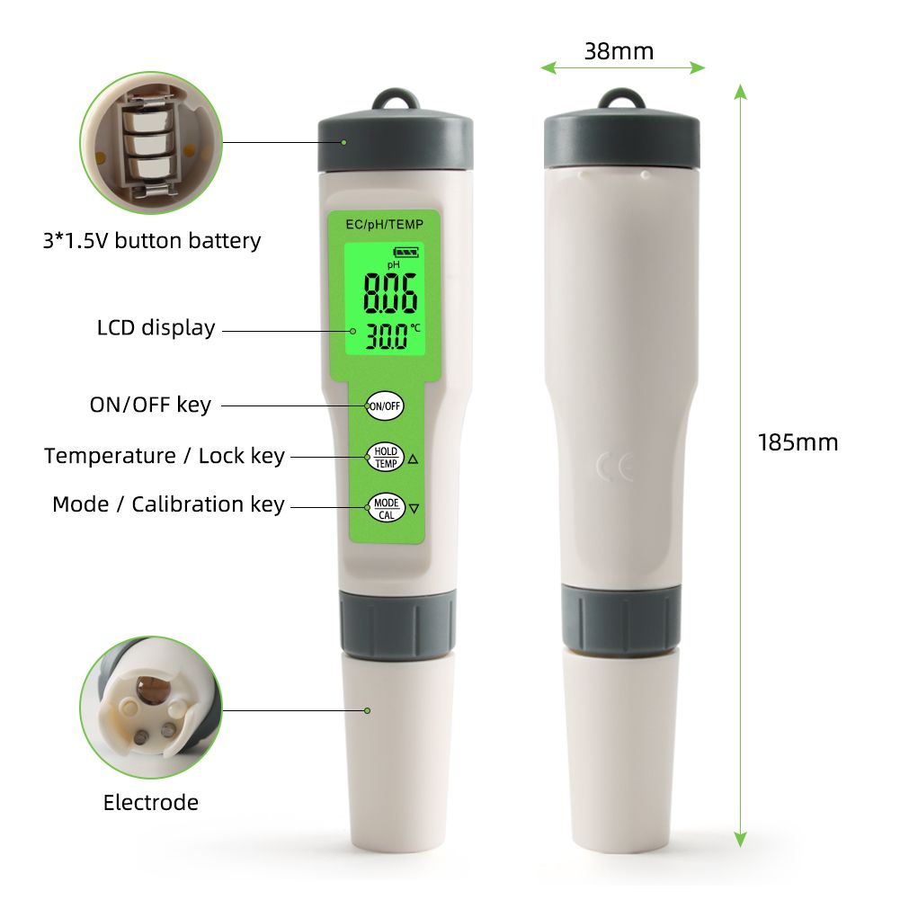 Water Digital Quality Monitor Tester TDS Meter EC PH Temp