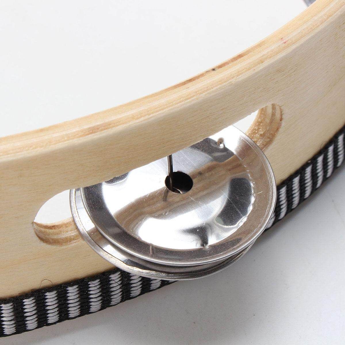 10'' Musical Tambourine Tamborine With Head Drum Round Percussion For KTV Party