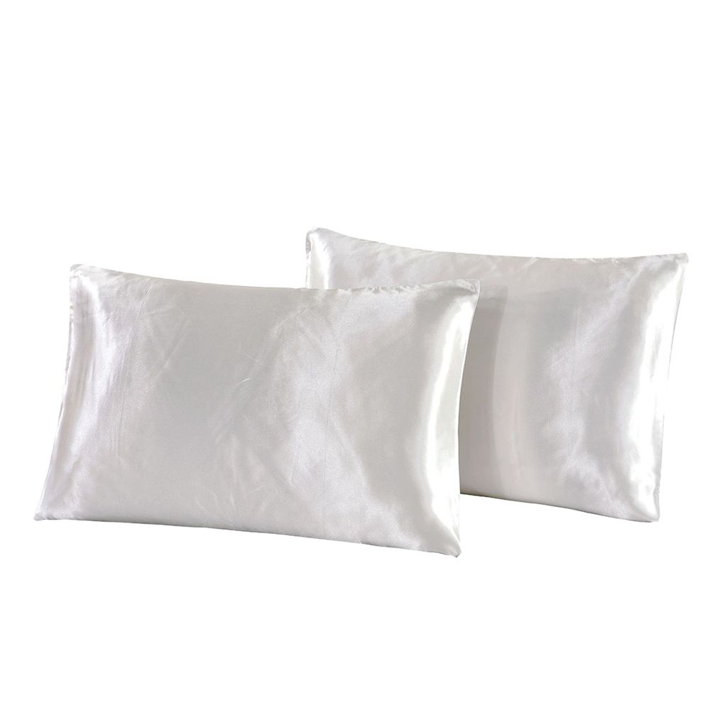 2X  Satin Standard  Bedding Pillow Case Standard (20x26") White